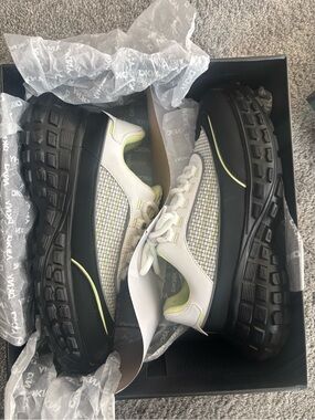 DKNY Black and White Sneakers with Lime Accents